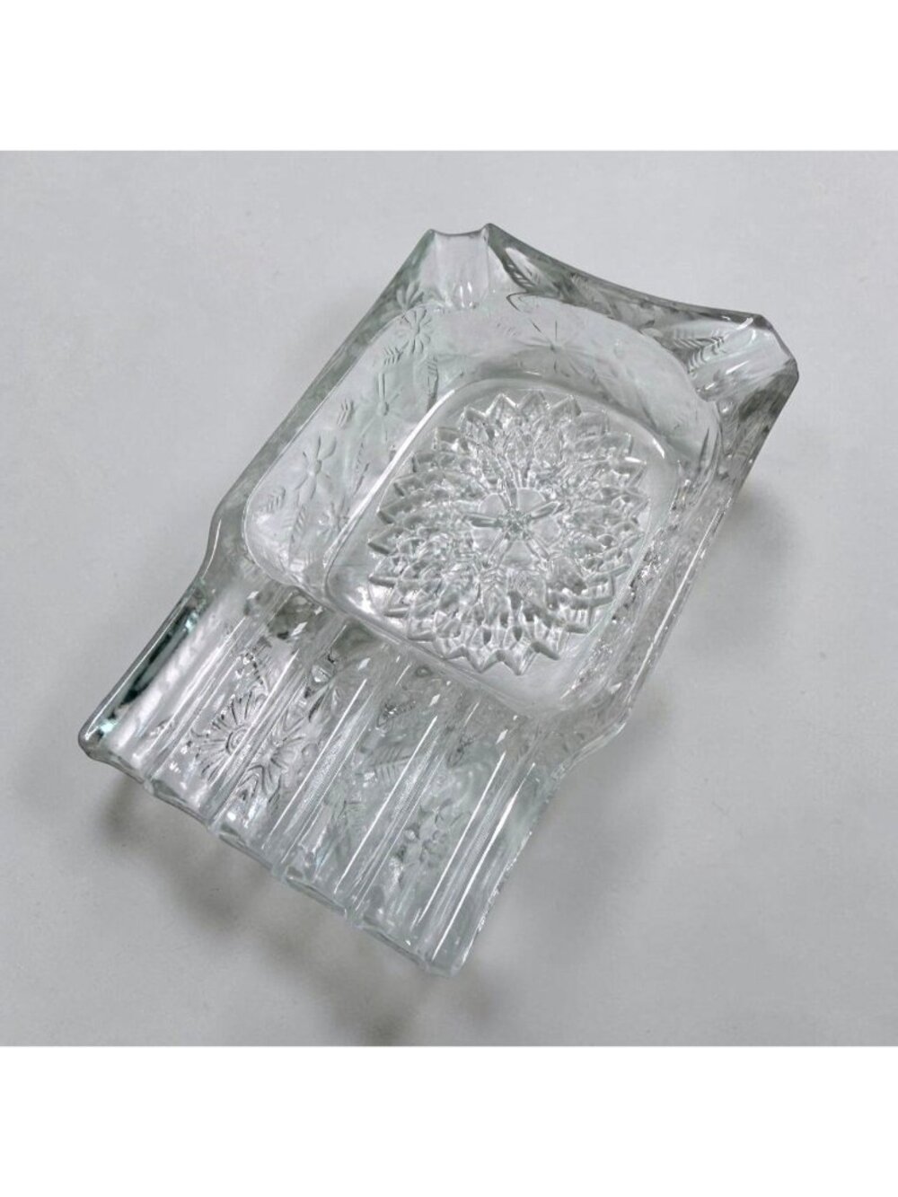 Vintage Pineapple Floral Indiana Glass Ashtray MCM Home Decor